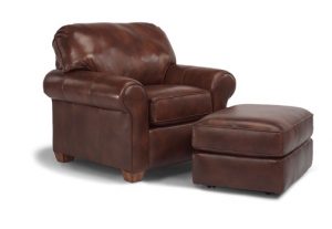 Flexsteel Thornton Leather Chair and Ottoman-0