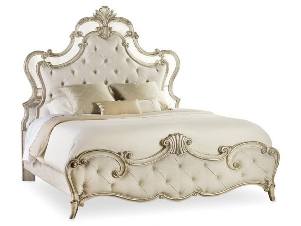 Hooker Furniture Sanctuary Bedroom with Mirrored Upholstered Bed-8699