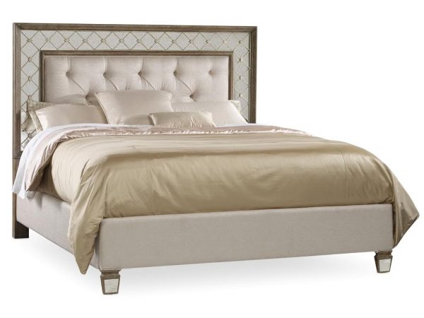 Hooker Furniture Sanctuary Bedroom with Mirrored Upholstered Panel Bed-8685
