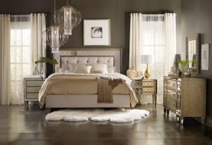 Hooker Furniture Sanctuary Bedroom with Mirrored Upholstered Panel Bed-0