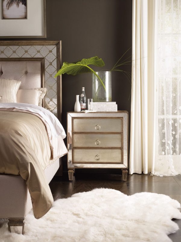 Hooker Furniture Sanctuary Bedroom with Mirrored Upholstered Panel Bed-8687