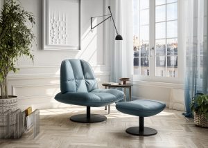 C341 Ivy Swivel Chair & Ottoman by Natuzzi Editions