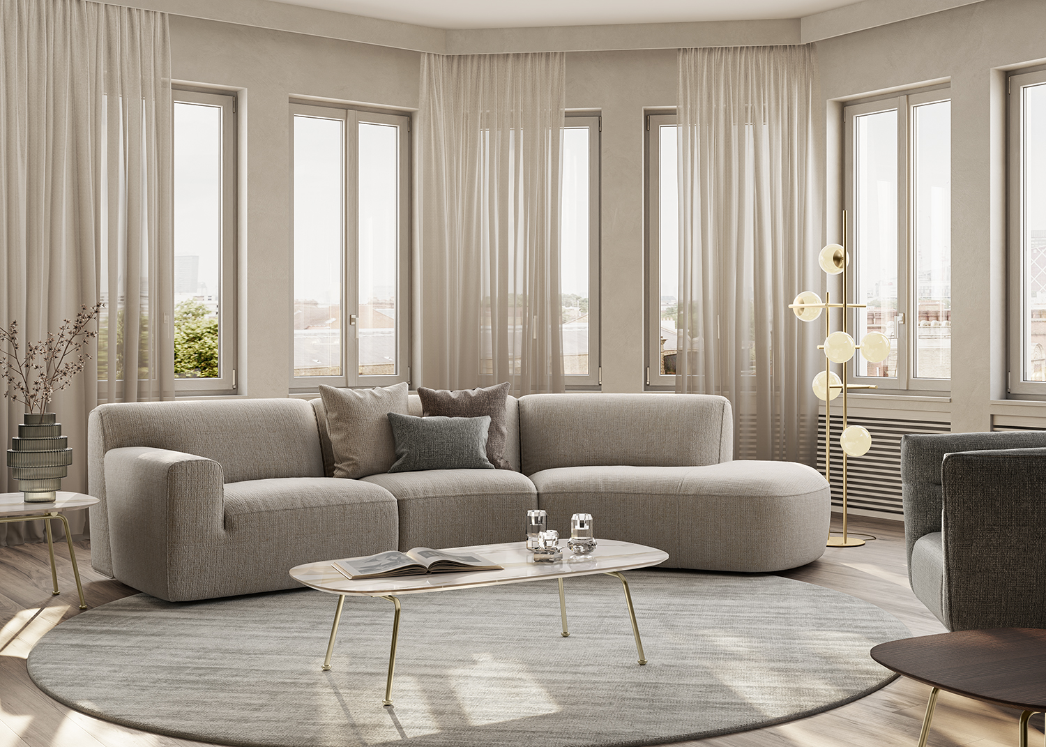 C344 Charme Modular Sectional Sofa by Natuzzi Editions