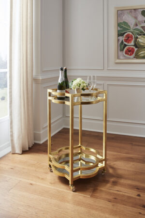 Quatrefoil Gold Bar Cart from Chelsea House